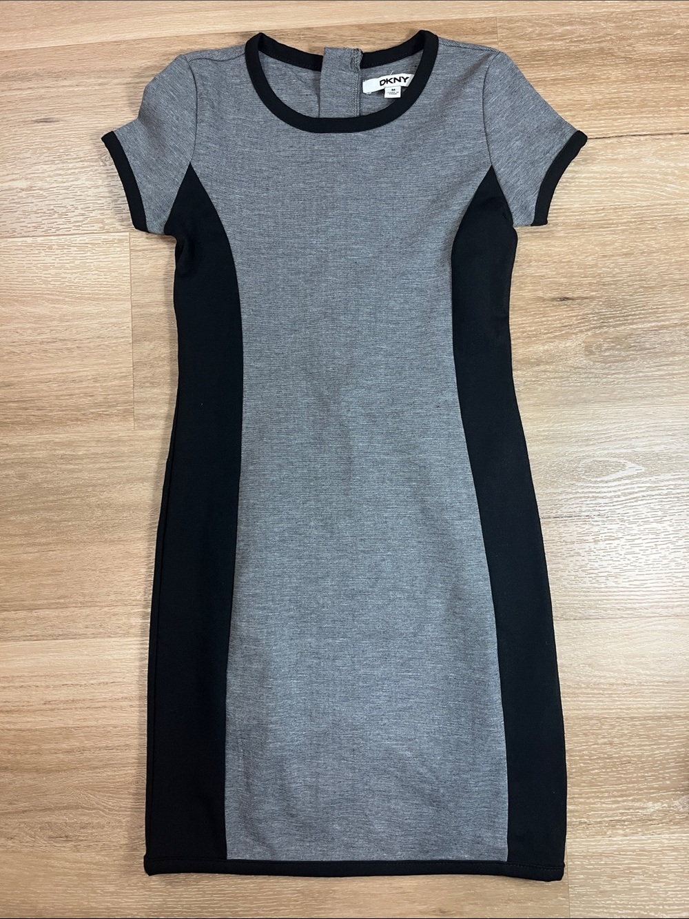 DKNY Girls Colorblock Sheath Dress Gray Black Short Sleeve Size Medium M